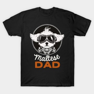 Maltese Dad Vintage Dog Owner Retro Dog Father T-Shirt